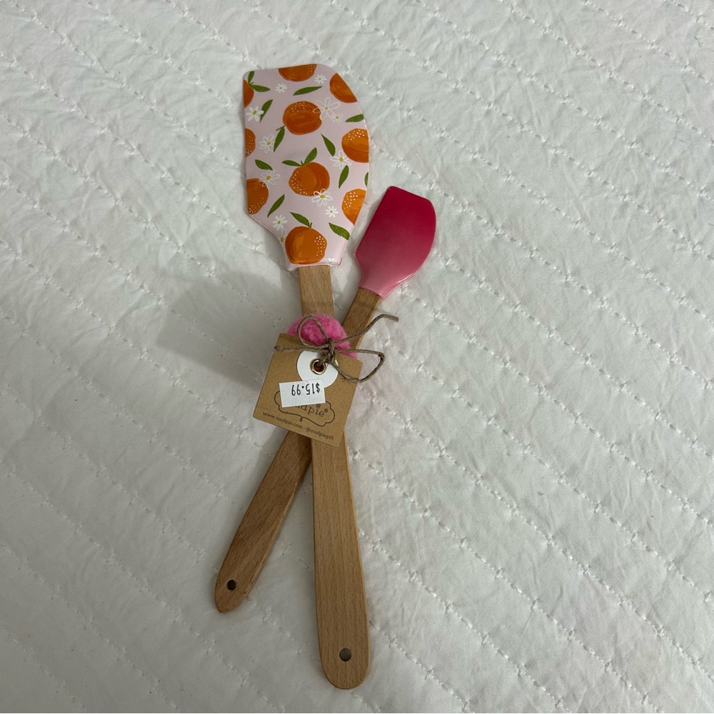 Mud Pie Pink Floral Spatula Set